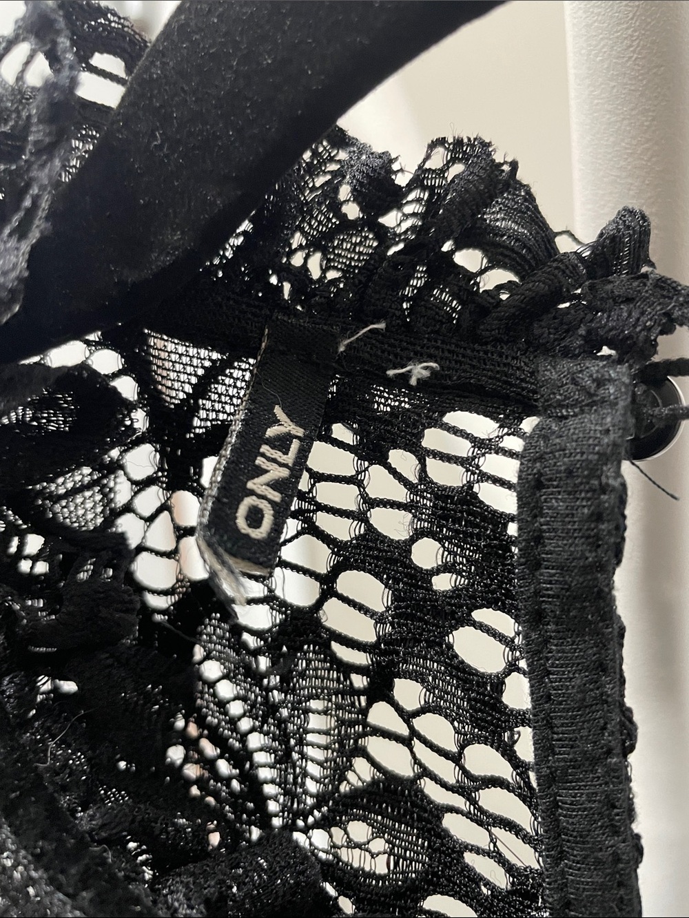 Only Black Lace Ruffle Hem Long Sleeve Blouse - Picture 2 of 5